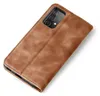 A brown leather flip case for a smartphone, shown from a diagonal angle. Produktbild-Vorschau