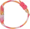 A side view of a colorful watch with a tie-dye pattern on its strap and a gold buckle. Produktbild-Vorschau