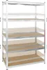 A metal shelving unit with wooden shelves against a white background. Produktbild-Vorschau