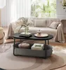 A modern living room scene featuring a coffee table with storage, a sofa, and a rug. Produktbild-Vorschau