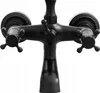 A black retro-style bathtub faucet with two cross-shaped handles and a central lever, shown against a white background. Podgląd zdjęcia produktu
