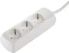 A white power strip with three sockets is shown against a white background. Produktbild-Vorschau