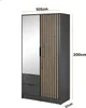 Šatní skříň Stilo Graphite Grey se zrcadlem a lamelami - Náhled obrázku produktu 5