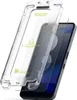 A clear plastic frame and tempered glass screen protector are shown arranged over a smartphone. Produktbild-Vorschau