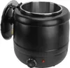 A black soup kettle warmer with a stainless steel inner pot and a hinged lid is shown against a white background. Náhled obrázku produktu