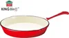 A red enameled cast iron frying pan with a white interior and a black rim, shown against a white background. The brand logo and name are visible in the top left corner. Voir les images du produit