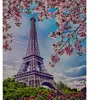 Malen nach Zahlen: Eiffelturm vor Blumenhintergrund, 40x50 Produktbild-Vorschau 1