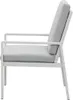 Side view of a modern outdoor lounge chair with gray cushions and a white frame. Produktbild-Vorschau