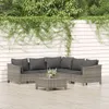 vidaXL 6-tlg. Garten-Lounge-Set mit Kissen Grau Poly Rattan Produktbild-Vorschau 2