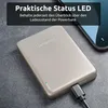 A power bank is shown connected to a smartphone, with text overlay describing its features. Voir les images du produit