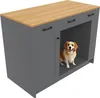 A dog is sitting inside a gray cabinet with a wooden top. Anteprima dell’immagine prodotto