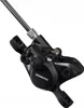A black bicycle brake caliper with a brake hose attached, isolated on a white background. Produktbild-Vorschau