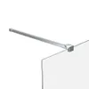 A close-up view of a shower wall stabilization rod made of stainless steel, attached to a glass panel. Produktbild-Vorschau