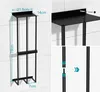 A black metal towel rack mounted on a tiled wall, with dimensions indicated. Produktbild-Vorschau