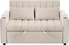 A beige sofa bed with two pillows and built-in cup holders. Podgląd zdjęcia produktu