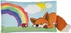 A cartoon-style pillow featuring a fox, a ladybug, a rainbow, a sun, and a cloud. Anteprima dell’immagine prodotto