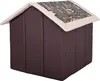 A dog house with a patterned roof. Produktbild-Vorschau