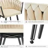 A collage of four images showcasing the features of a cream-colored chair with black legs. Náhled obrázku produktu