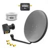 ARLI 60 cm HD Sat Anlage grau + Quad LNB + 15m Kabel + Produktbild-Vorschau 1