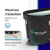 A product image showcasing an ice bath with text highlighting its features and a close-up of a drain valve. Anteprima dell’immagine prodotto