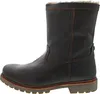 A side view of a brown leather boot with a fur lining. Produktbild-Vorschau