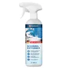 A white spray bottle of cleaning product with a label showing a bathroom scene and product details. Produktbild-Vorschau