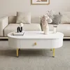 Sweiko Couchtisch mit zwei Schubladen, goldenen Griffen und Produktbild-Vorschau 2