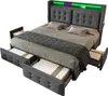 Abrihome Polsterbett 160x200cm mit Matratze und 4 Produktbild-Vorschau 4