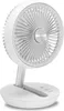 A white electric desk fan is shown from a slightly elevated side angle. Produktbild-Vorschau
