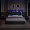 Letto in lino grigio UnboxG 140x200 cm con pratici Anteprima dell’immagine prodotto 1
