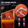 A person is using a sandblasting cabinet, and a close-up of the sandblasting gun with different nozzle sizes is shown. Anteprima dell’immagine prodotto