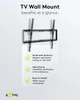 A black TV wall mount is shown mounted on a light gray wall, with text describing its benefits. Anteprima dell’immagine prodotto