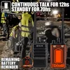 Construction workers in a nighttime setting with two walkie-talkies in the foreground. Produktbild-Vorschau
