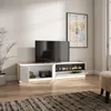 Meuble tv effet bois blanc et chêne 207x37x50cm cheminée Voir les images du produit 3