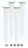 Four white furniture legs with silver mounting plates are arranged on a white background. A small pile of screws and four grey felt pads are placed below the legs. Náhľad obrázku produktu