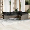9-tlg. Garten-Sofagarnitur mit Kissen Grau Poly Rattan Produktbild-Vorschau 2