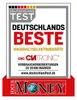 A marketing badge indicating a product has been rated as 'Deutschland Beste' (Germany's Best) in household appliances, with logos and text related to testing and consumer reviews. Podgląd zdjęcia produktu