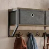SoBuy Wandgarderobe FHK26-N mit dunkelbraunem Holz und grauen Stoffboxen an weißer Wand Anteprima dell’immagine prodotto
