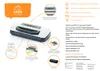 A marketing image for a vacuum sealer, showing the product and its features with accompanying text and diagrams. Náhľad obrázku produktu