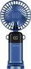A blue portable fan with a digital display showing '100' is shown on a white background. Produktbild-Vorschau