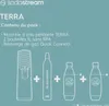 A graphic showing a Sodastream Terra machine, a gas cylinder, and two bottles, with text describing the contents of the pack. Produktbild-Vorschau