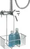 A chrome shower faucet with a caddy holding two bottles of liquid. Anteprima dell’immagine prodotto
