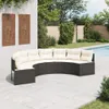 vidaXL Gartensofa mit Kissen Halbrund Schwarz Poly-Rattan Produktbild-Vorschau 2