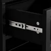 A close-up view of a black drawer with a metal drawer slide. Produktbild-Vorschau