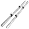 Two linear guide rails with bearing blocks, presented against a white background. Podgląd zdjęcia produktu