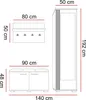 Diagram showing the dimensions of a furniture set. Produktbild-Vorschau