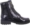 A black patent leather boot with laces and a zipper. Náhled obrázku produktu