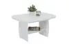 A white coffee table with a plant and a jar on top, and magazines on the shelf below, isolated on a white background. Produktbild-Vorschau