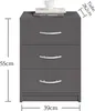 Nachttisch Graphit Schlichter Nachtschrank mit 3 Schubladen Produktbild-Vorschau 8