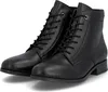 A pair of black leather lace-up ankle boots are shown against a white background. Náhled obrázku produktu